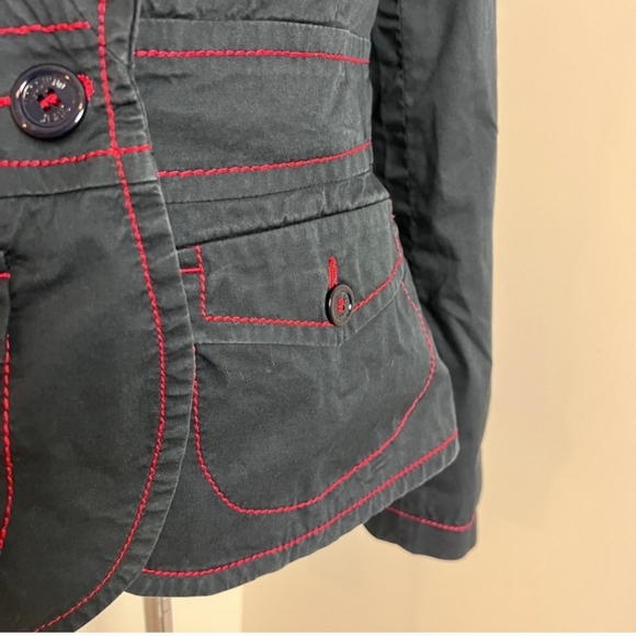 Moschino Jeans Navy Red Stitching Poplin Jacket Blazer size 10 (364) - Picture 9 of 10